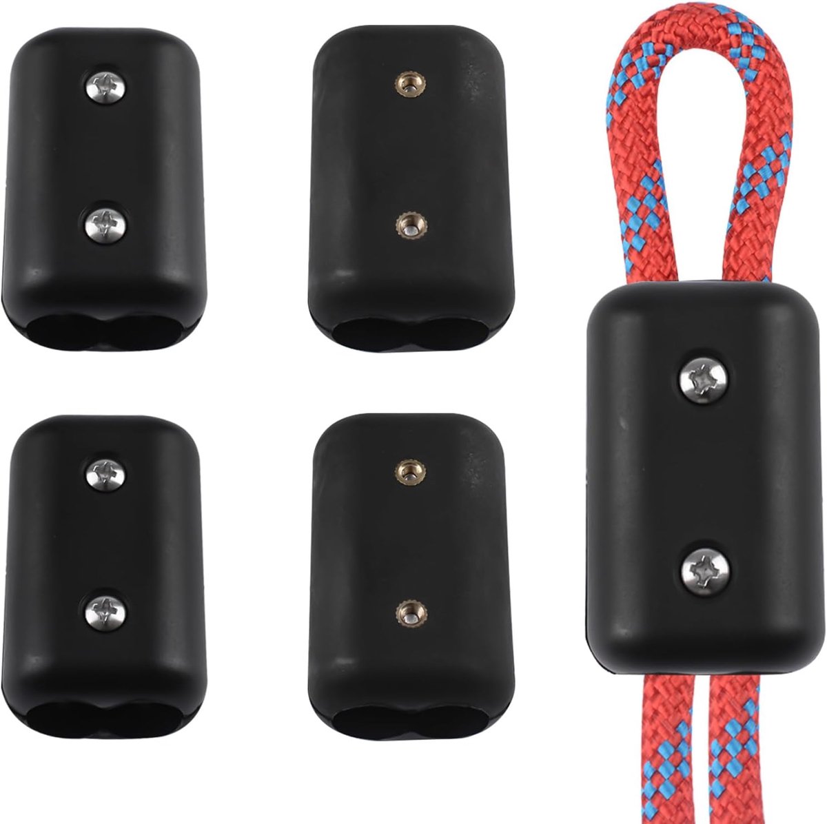 SnelShoppen - 4 stuks Herbruikbare Twee Gat Touw Clip Plastic Touw Verbinder Klem Geschikt voor 9-10mm Nylon Touw of Gevlochten Touw
