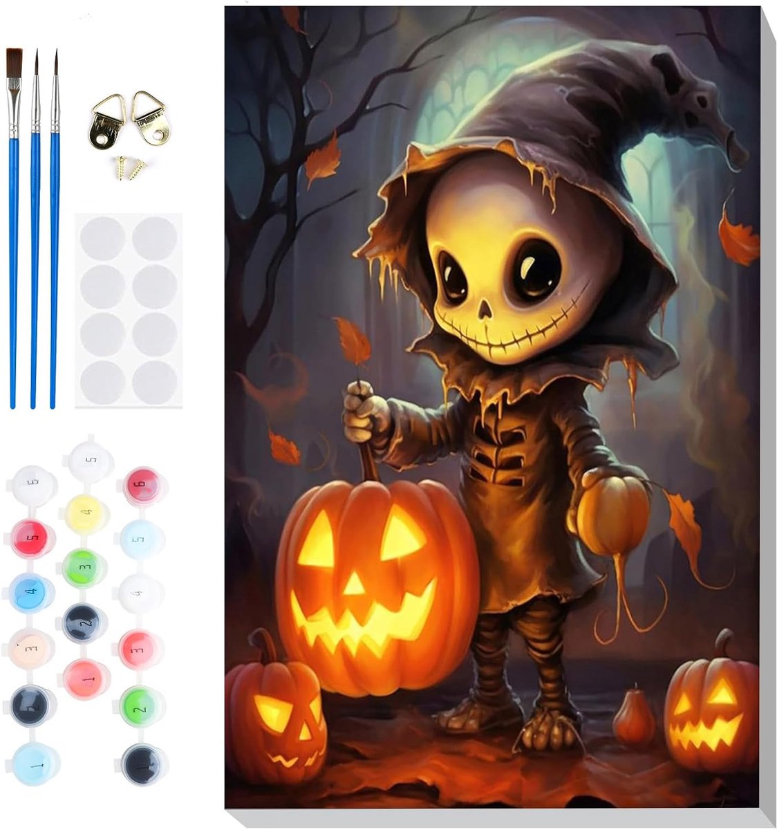 SnelShoppen - Schilderen op Nummer Set voor Volwassenen met Houten Lijst 30 x 40 cm Halloween DIY Schilderij met Penselen en Acrylverf