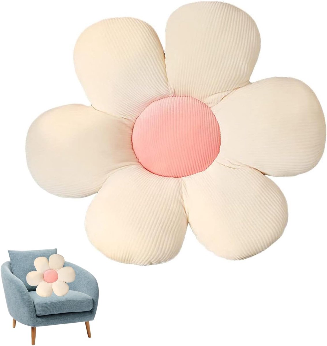 SnelShoppen - Schattig Bloemenvloerkussen - Bloem Cushion Tatami Bloem Pluche Decor - Comfortabele Zitkussen voor Thuisdecoratie - Kinderen Meisjes Vr