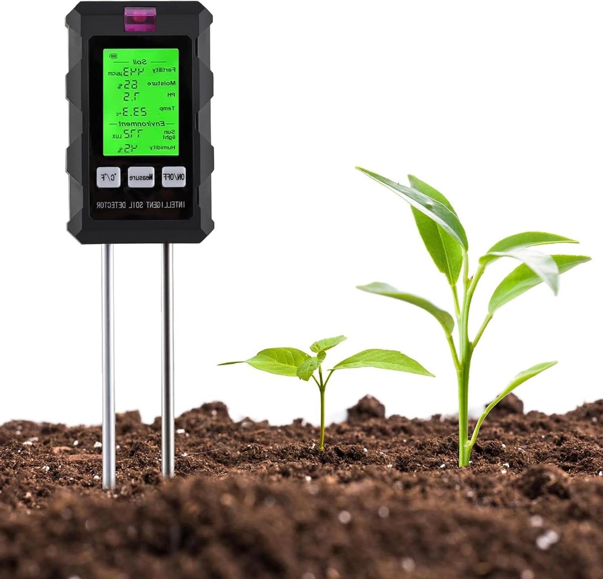 6-in-1 Bodemmeter - Bodemtester Tuin - Planten Verzorgen - Dubbele Gevoelige Sonde - 22.5 cm - Zwart
