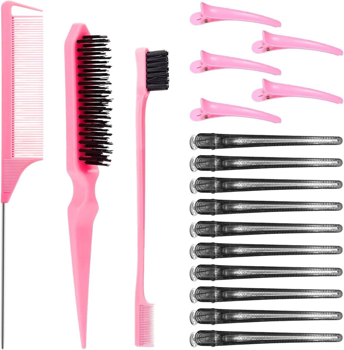 3 Combs, 5 Pink Hairpins And 10 Black Hairpins, Comb Tools For Salon Hairstyles, Cute Hair Accessories For Kids, Daily - ShopVlot
