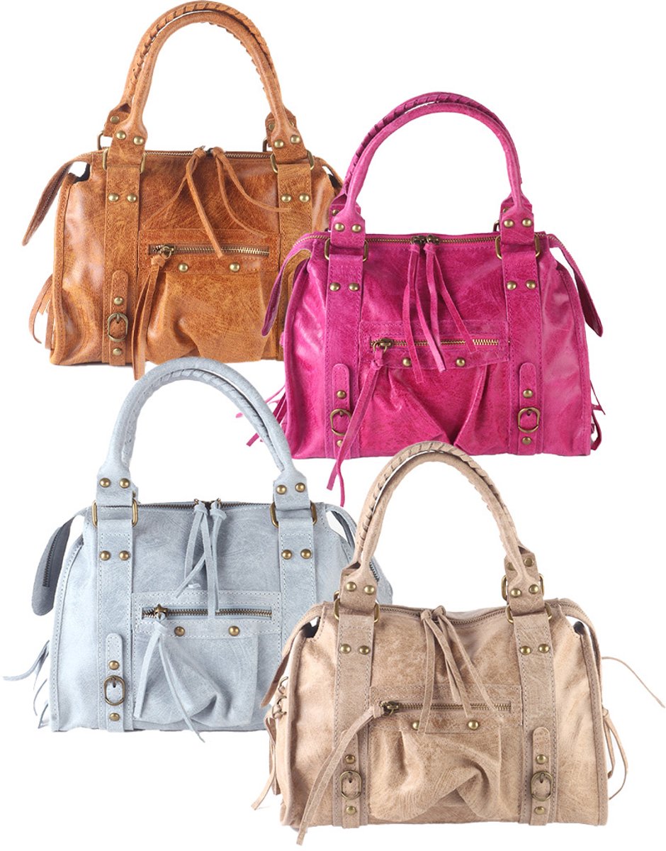 Giuliano lederen handtas Lavinia - Dames - Made in Italy - Beige