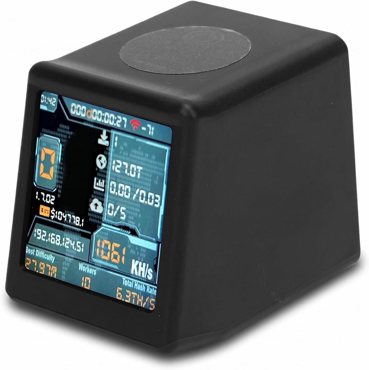 SnelShoppen - Bitcoin Solos Lottery Miner 1050 KH/s | Plug & Play met Dual Mode Display, WiFi Bluetooth Mining voor Bitcoin en Dogecoin, Energiezuinig