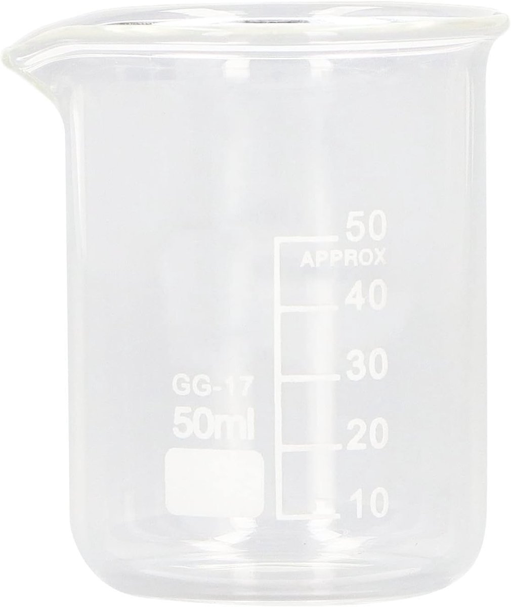 SnelShoppen - Laboratoriumglasbekers 50 ml - 10 Stuks Hitte- en Chemicaliënbestendig Borosilicaatglas voor School en Thuislaboratorium