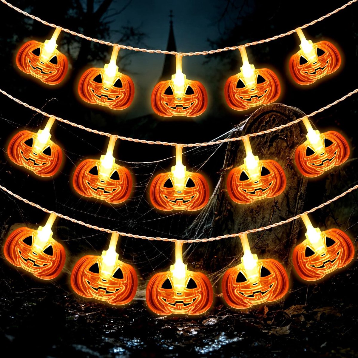 Halloween decoratieve fairy lights 3 meter - 20 LED pompoenen - batterij - sfeervolle Halloween verlichting - ShopVlot