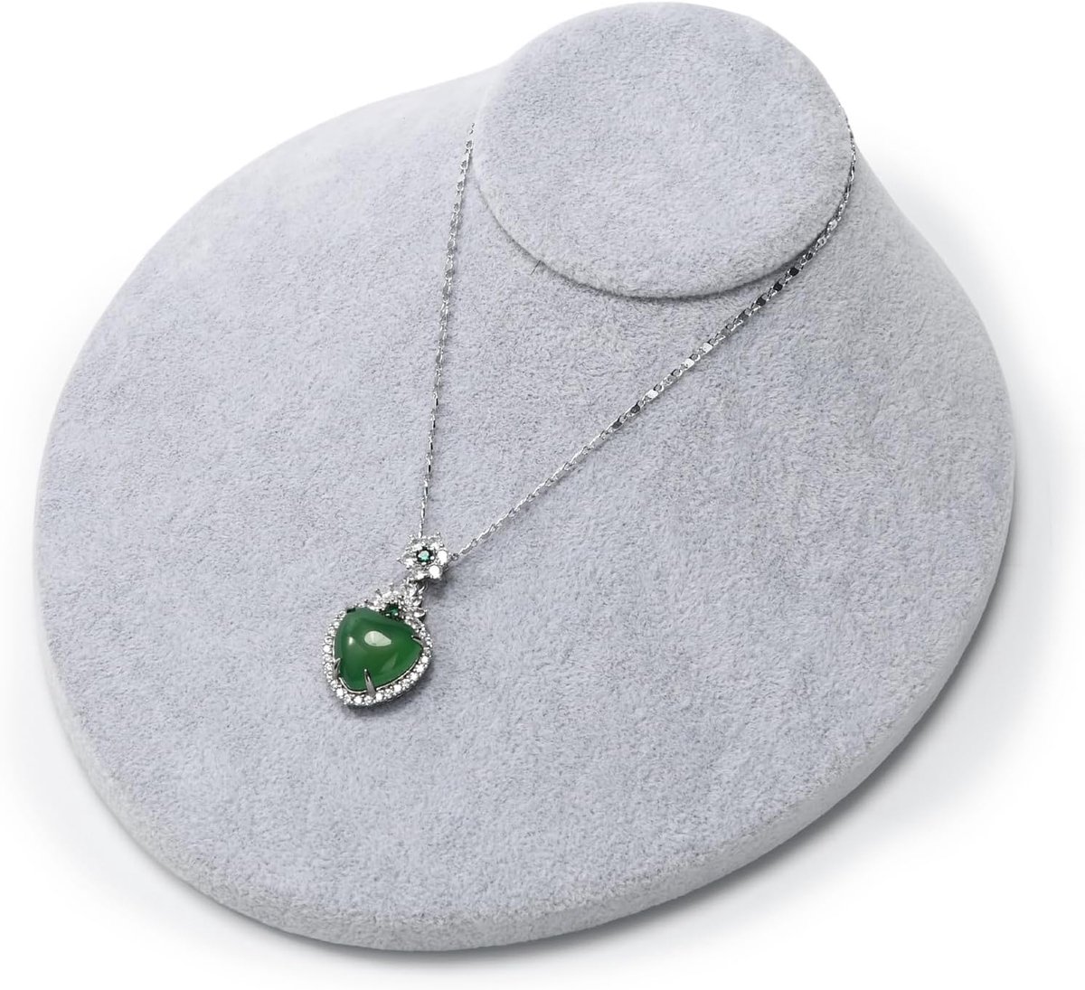 SnelShoppen - Grijze Velvet Necklace Holder Bust - Sieraden Display Stand voor Kettingen, Hangers en Sieraden - 18x22x4.5 cm - Luxe en Duurzaam Velvet