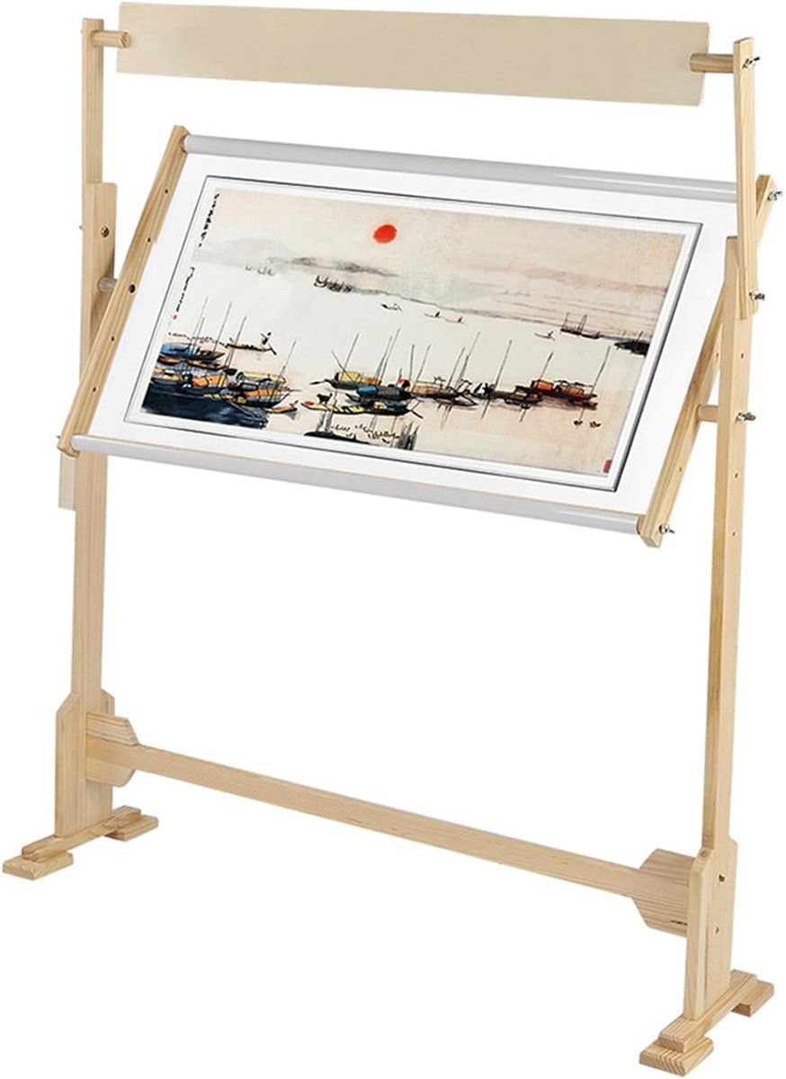 Ejoyous Adjustable Embroidery Stand, Large Wooden Frame Embroidery Ring Stand, Twisted Cross Stitch Stand for Cross - ShopVlot