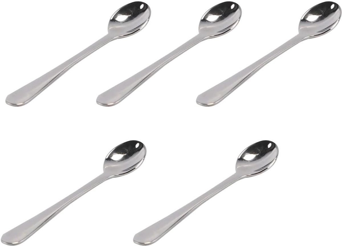 SnelShoppen - 5 Stuks Mini RVS Specerijlepels, Kleine Dessertlepels voor Koffie, Thee, Suiker en Honing in de Keuken