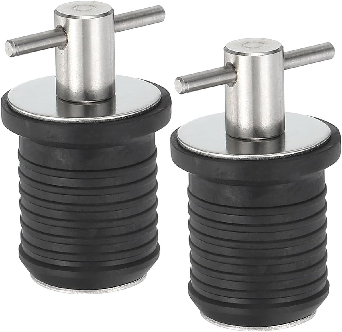 2 x Boat Drainage Stops, Waterproof PVC Stopper, Expansion Stop, T-Handle, Stainless Steel, Boat Stop, for 25 mm Boat - ShopVlot
