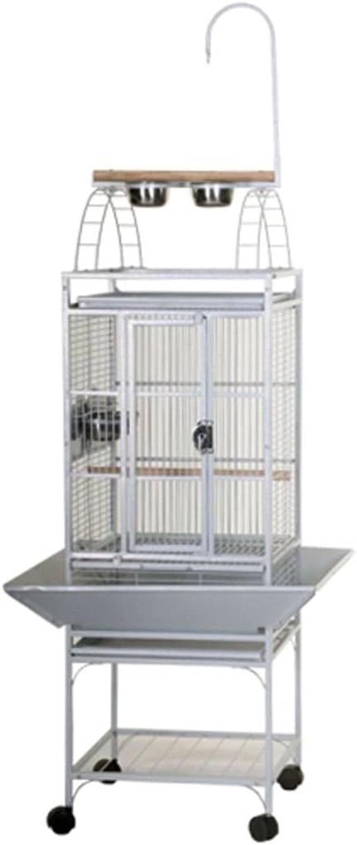 Vogelkooi Villa - Kromsnavelkooi - Fijn Verblijf - Met Speeleiland - 46x46x149 cm - Zilverwit