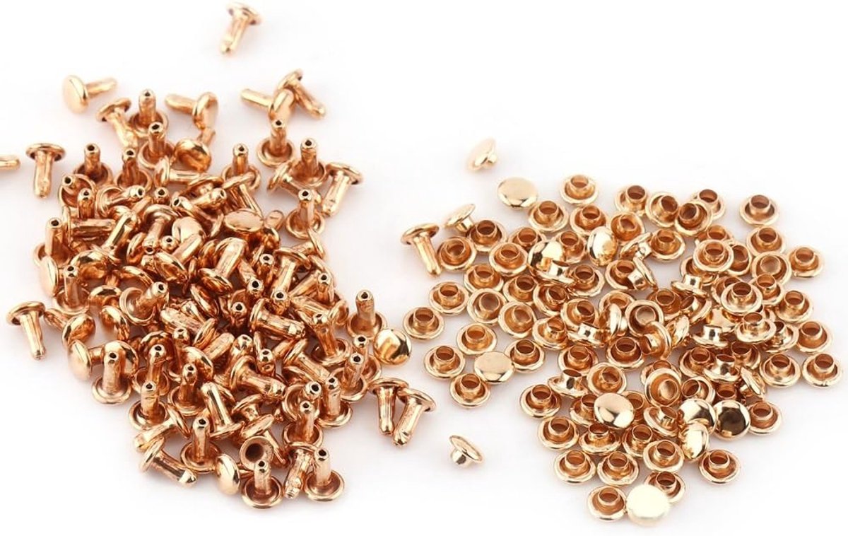 Klinknagelset 100 Stuks - 6 × 8 mm Gouden Holle Klinknagels voor Leren Projecten