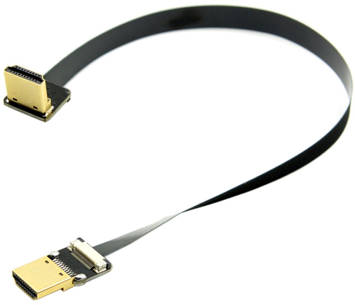 Cablecc FPV HDMI Male to Down Angular 90 Degree HDMI Male HDTV FPC Flat Cable 20cm for Multicopter Aerial Photography - ShopVlot