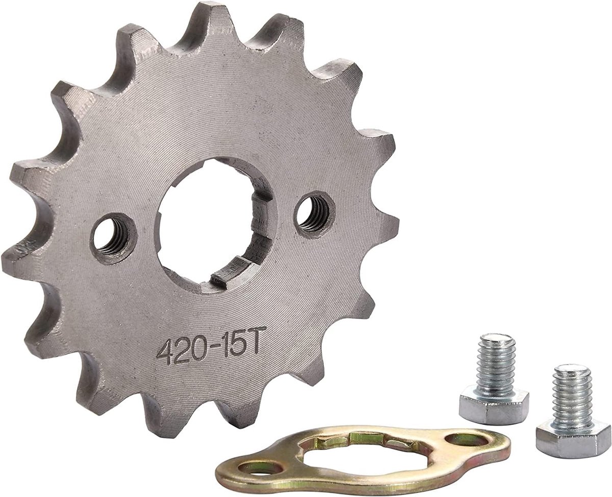 SnelShoppen - Motor Tandwiel 420-15T Voor 50cc 70cc 90cc 110cc 125cc Dirt Pit Bike Mini Bike ATV 4 Wheeler Moped - Hoogwaardige RVS Vervangingsonderde