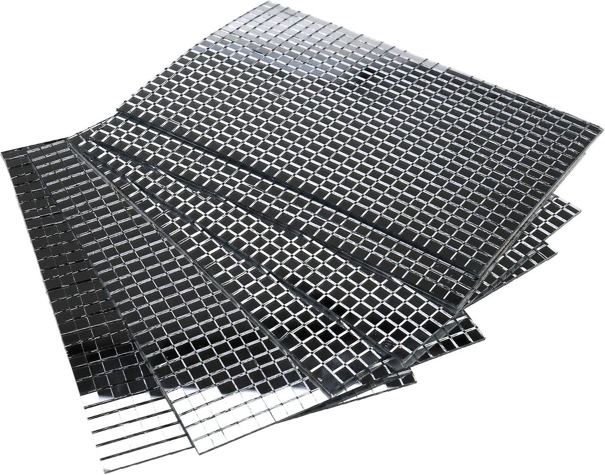 SnelShoppen - Zelfklevende Mosaïek Spiegel Tegels van Echt Glas voor Creatieve Projecten - Kleine Vierkante en Ronde 5/10 mm - 600 Stuks - Perfect voo
