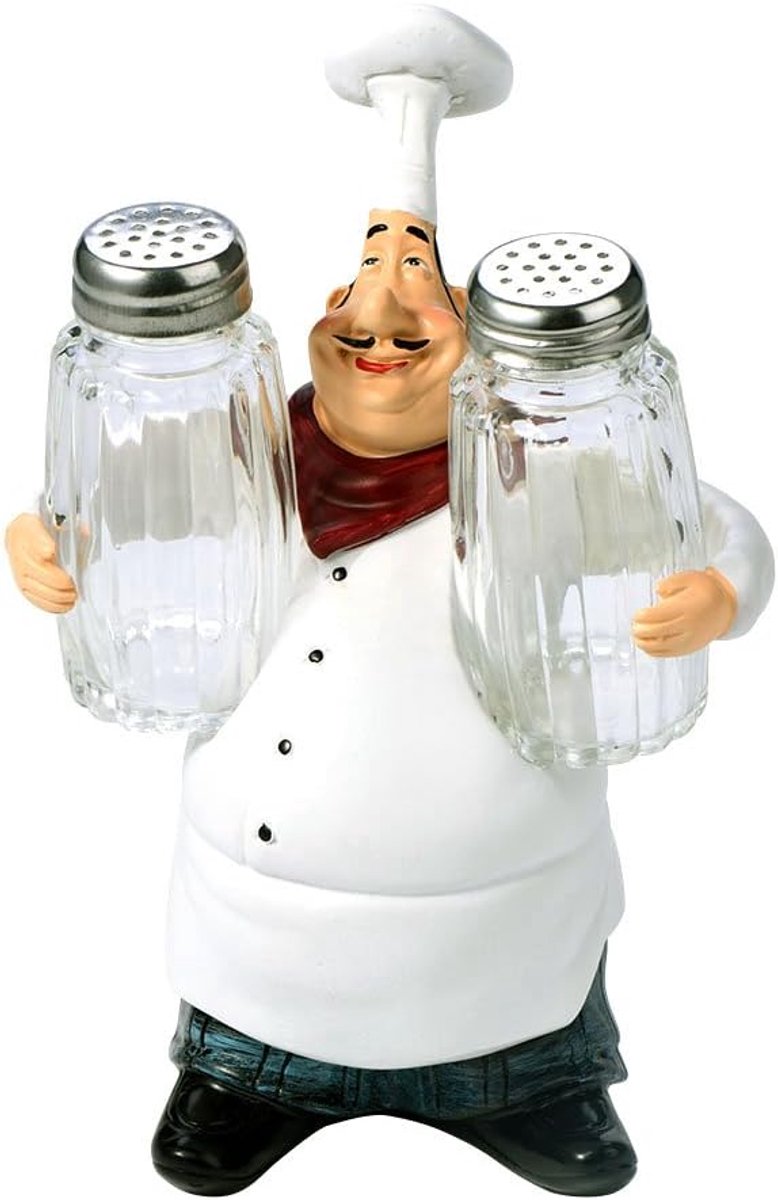 SnelShoppen - Baraccessoires Tafeldecoratie met Houten Bierflesopener, Bier Set, Kruidenflessen, Franse Chef Figurine Ornamenten voor Keuken en Restau