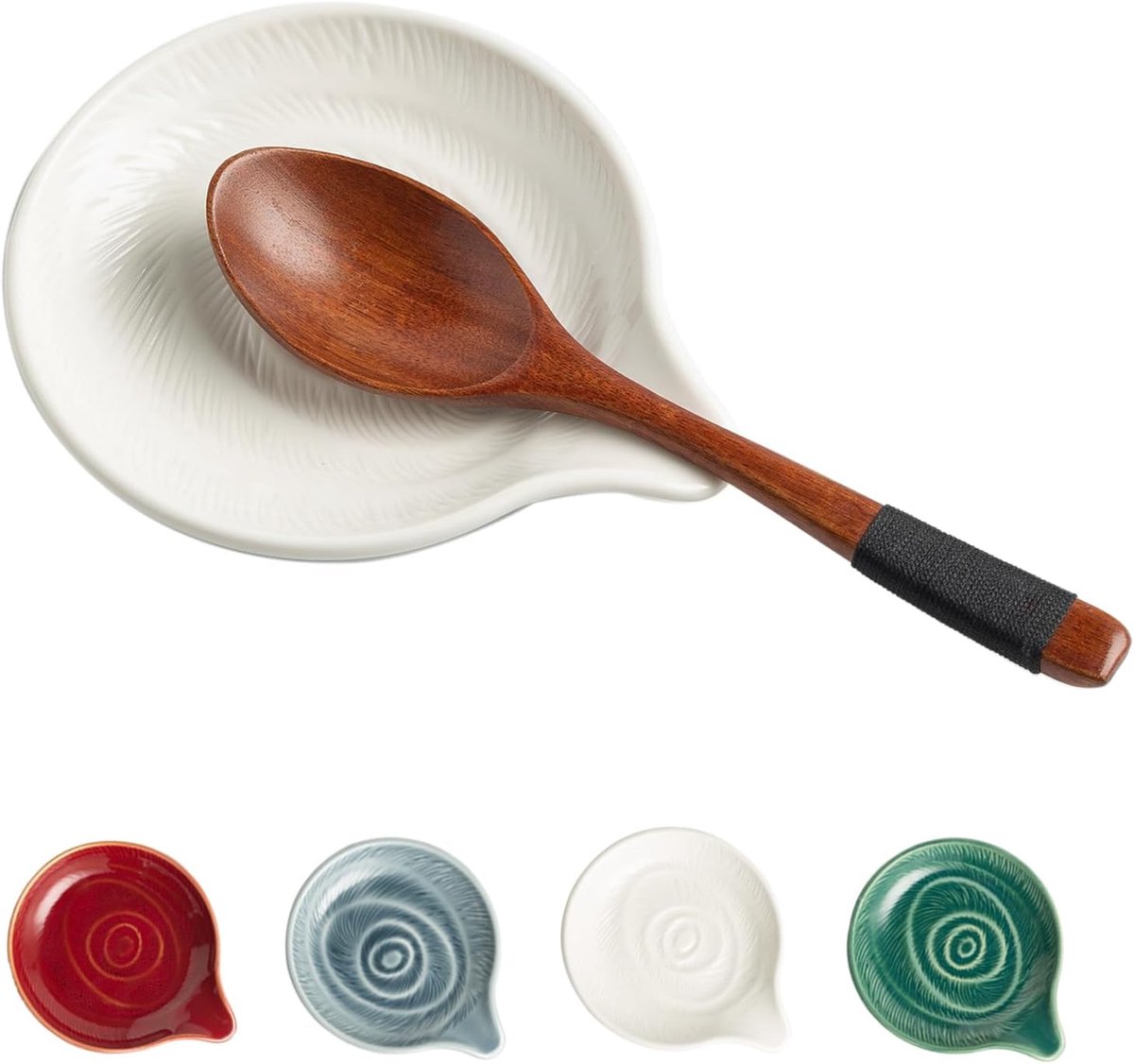 Keramische lepelhouder voor op het fornuis - Hittebestendig keukenrek - Keukengerei rek - Kan gebruikt worden als koffielepelhouder of spatelhouder - Geschikt voor lepels, soeplepels of tangen - Lepel niet inbegrepen - Wit