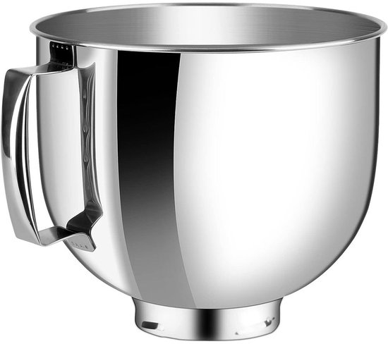 ZENC® 5QT Roestvrijstalen Mengkom met Handvat Geschikt voor KitchenAid 4.5-5 Artisan & Classic-series - RVS - Vaatwasmachinebestendig - Zilver — afbeelding 4