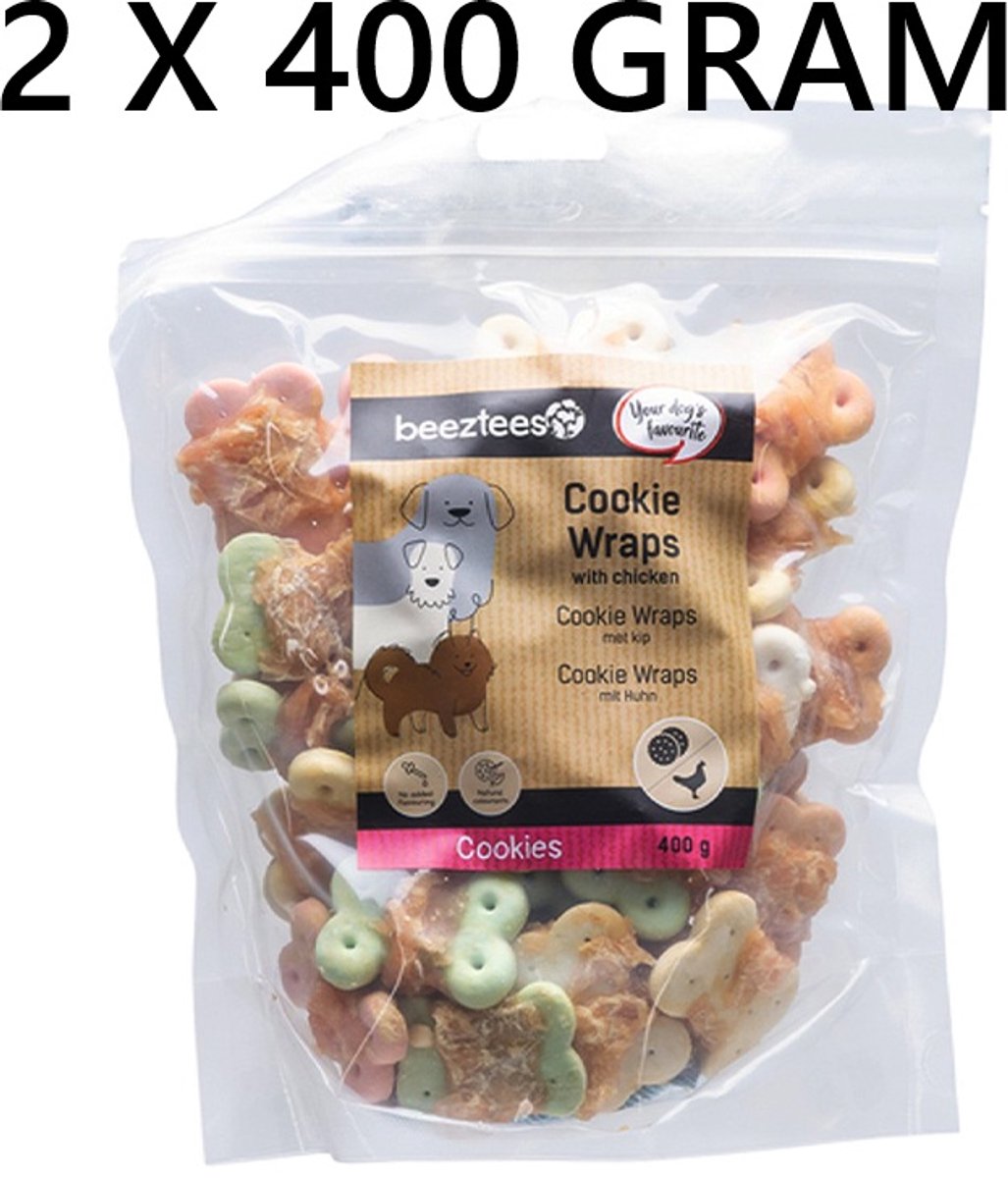 Cocapet by beeztees Hondensnacks - *** 2 X *** Wrapped coockies with chicken Medium 400 gr = 800 gram - geen kunstmatige kleur en smaakstoffen - koekjes met kip