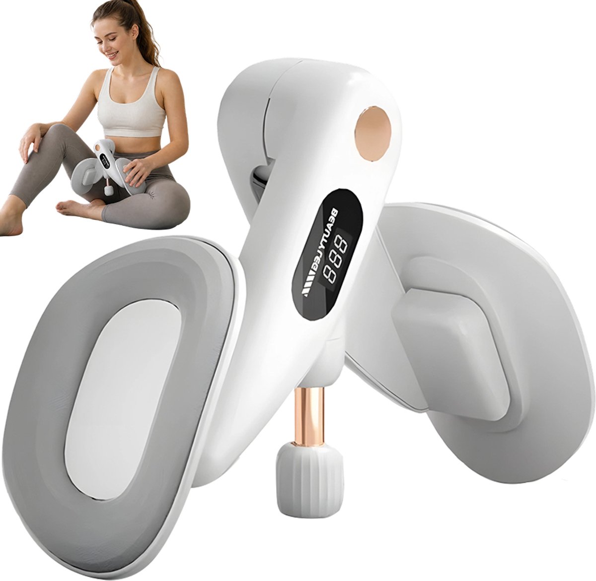 Verstelbare Bekkenbodemtrainer - 0-45lb - 360° Draaibare Beenklem - USB Oplaadbaar & Telfunctie - ABS Schuimkussen Huidvriendelijk - Voor Dij, Bil & Postnataal Herstel
