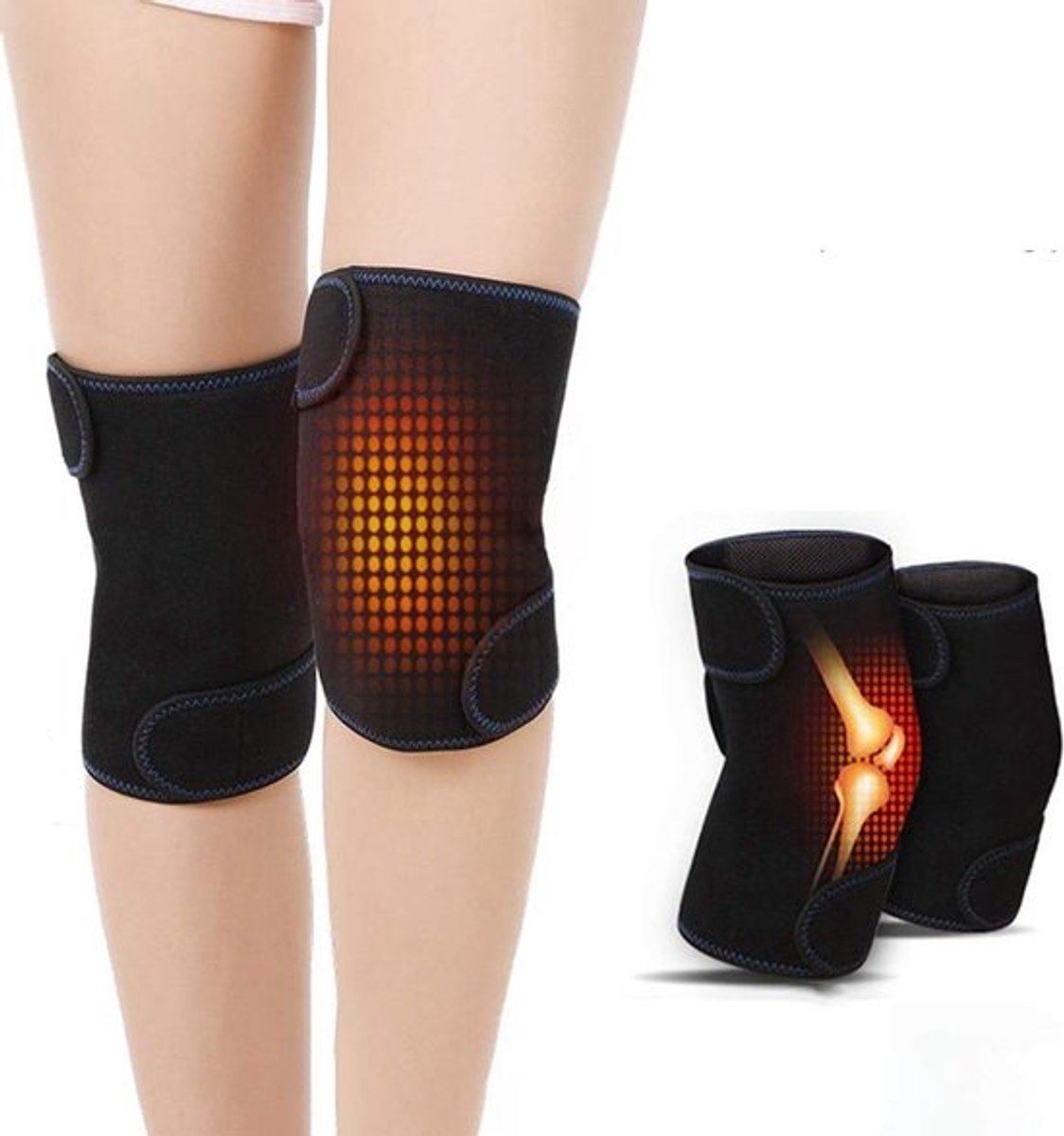 Ondersteuning voor de Knieën met Magnetische Pads, Zelfverwarmend Kussen en Massagefunctie voor Sporten zoals Hardlopen, Voetbal en Tennis