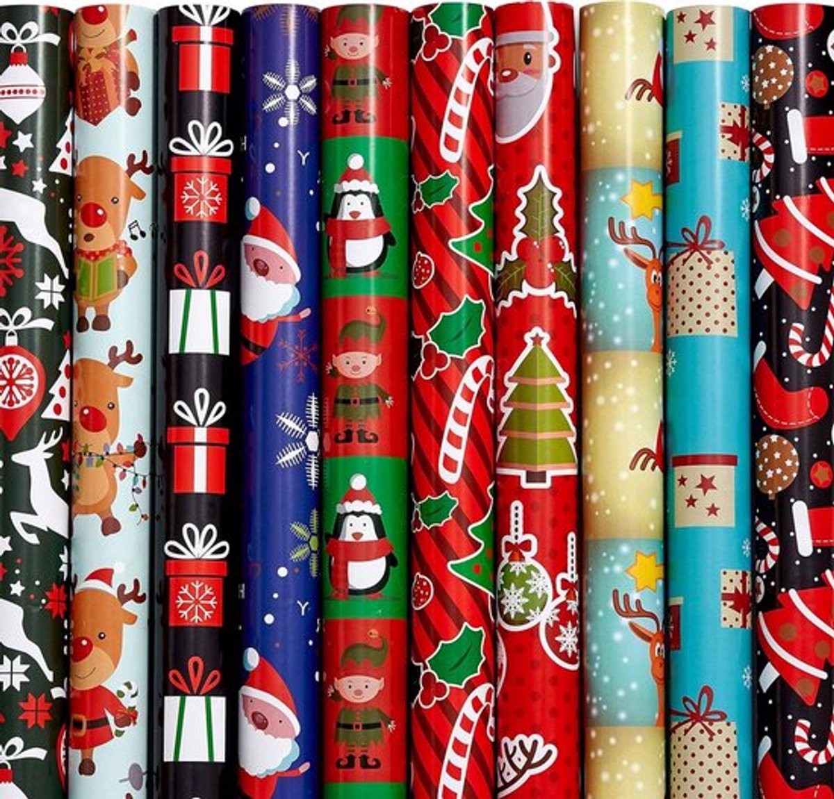 Kerstpapier Set van 20 Vellen in 10 Ontwerpen, Feestelijke Vouwmaat van 70cm x 50cm voor Kinderen en Volwassenen