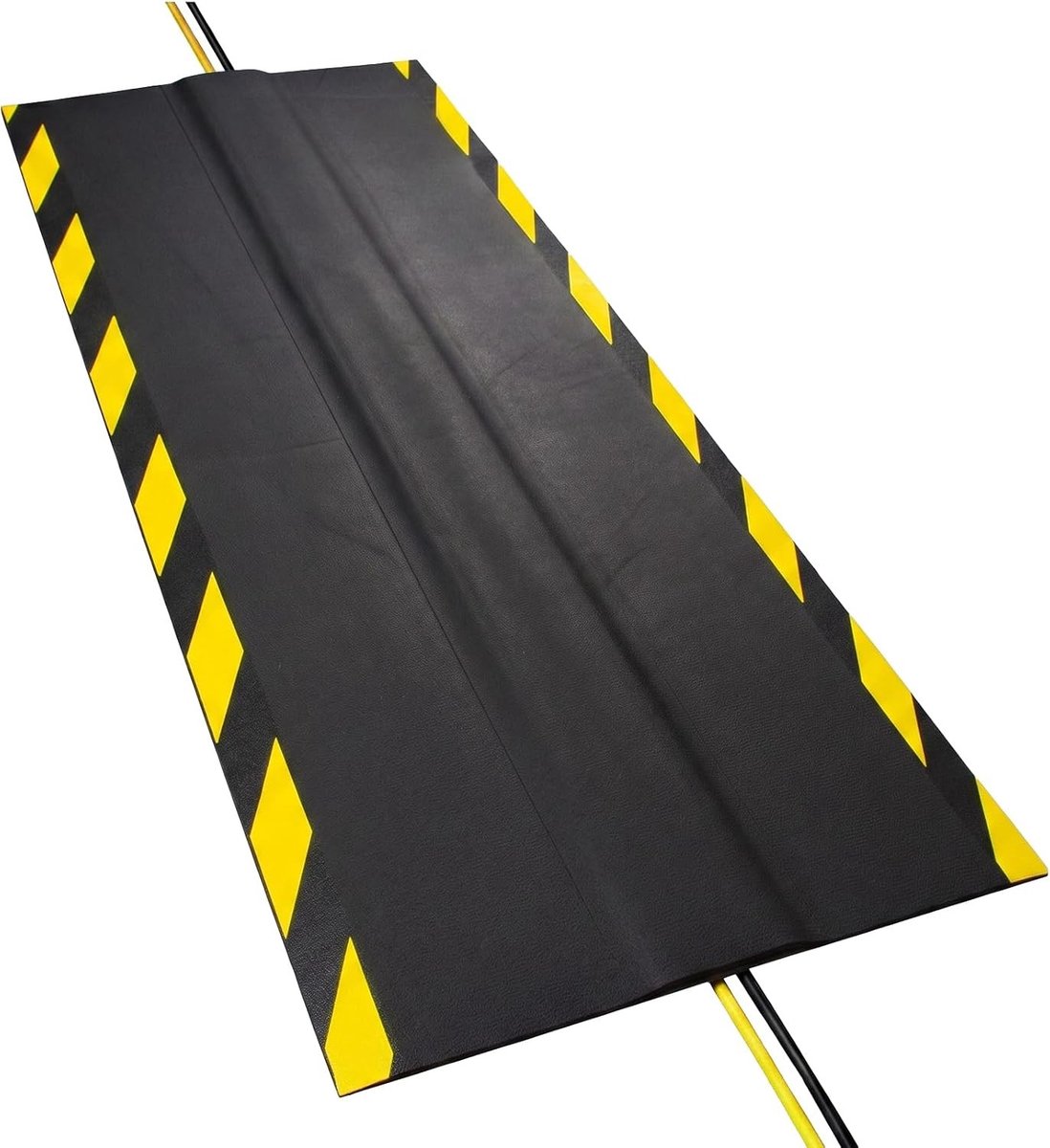 Kabelmat - Zwart en Geel - 100 x 30 cm - Rubber Kabelafdekking - Voor Elektrische Auto's en Binnen- en Buitengebruik