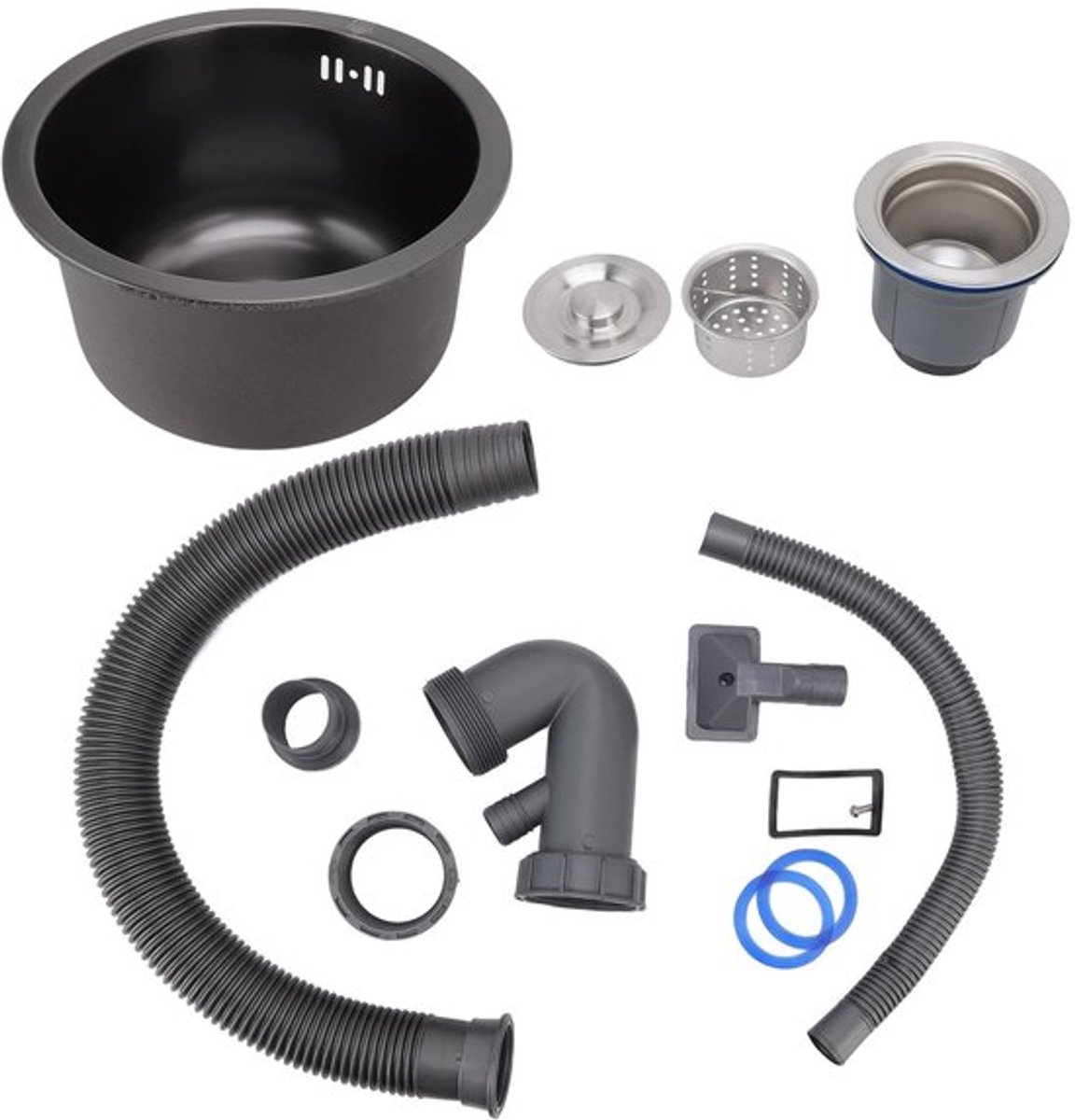 Keukensink Mini Rond - Roestvrij Staal - Hoge Capaciteit - Afvoeraccessoires - 29.8cm/11.73inch - 16.5cm Diepte - Wasbak