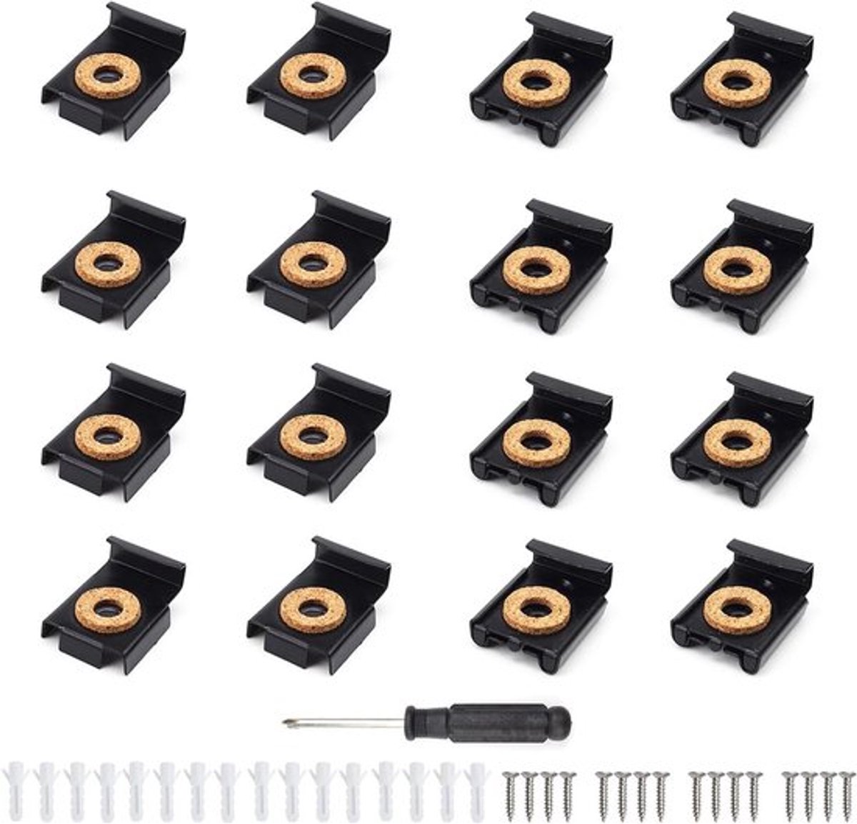 Spiegelhouders Sets - Frame Clips - Spiegels Bevestigen - Veerbelast Ontwerp - 16 Stuks - Zwart