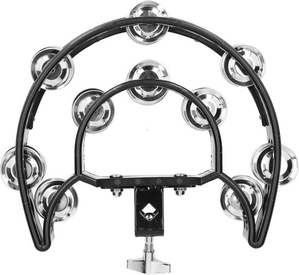 Hi-hat tamboerijn drumstel met halvemaanontwerp en EZ Grip - 20 jingles voor muziek en optredens