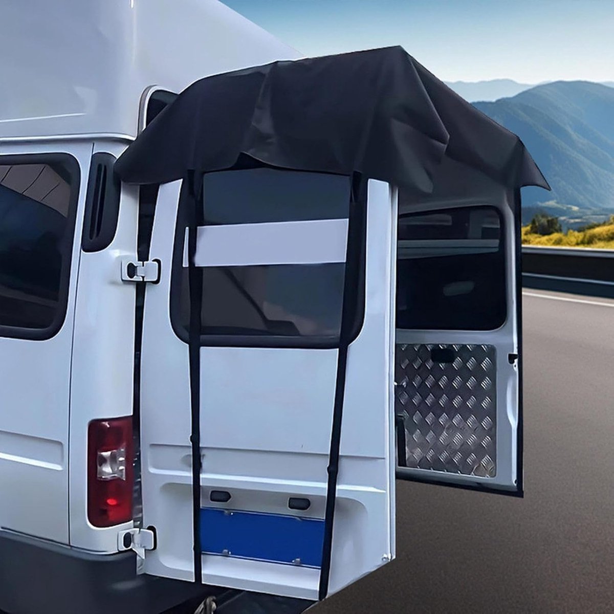 Achterdeur Luifel - Camper Luifel - Bescherming Buiten - Waterdicht Oxford Materiaal - 180x114 cm - Khaki