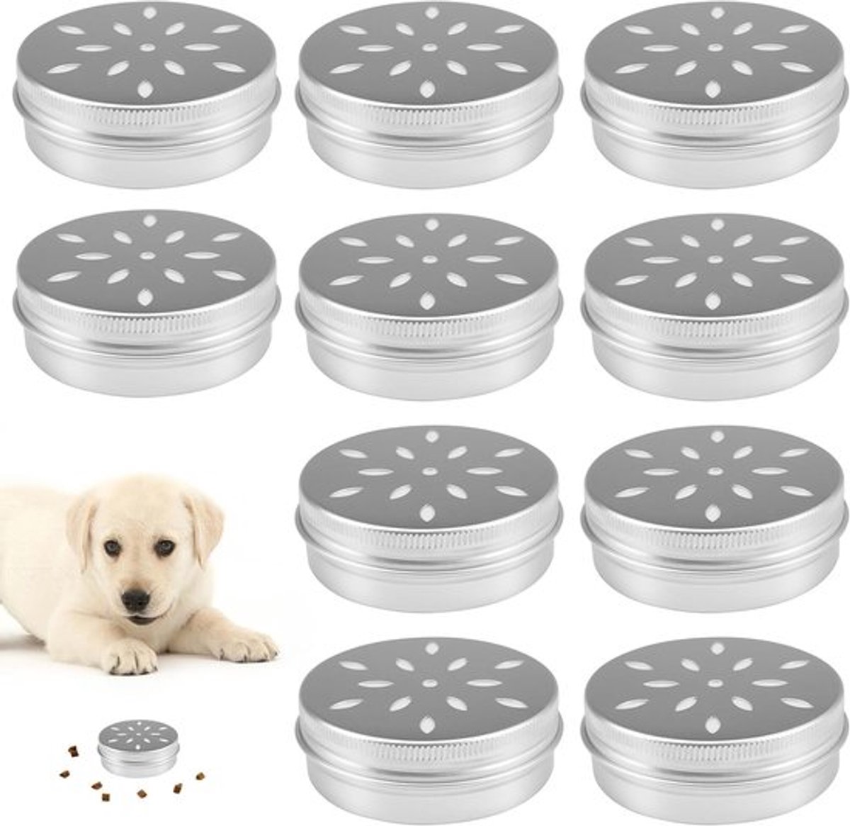 10 Stuks Geurdozen voor Honden, Ronde Blikjes voor Training en Geurherkenning, Ideaal voor Puppy Geurtraining en Neuswerk