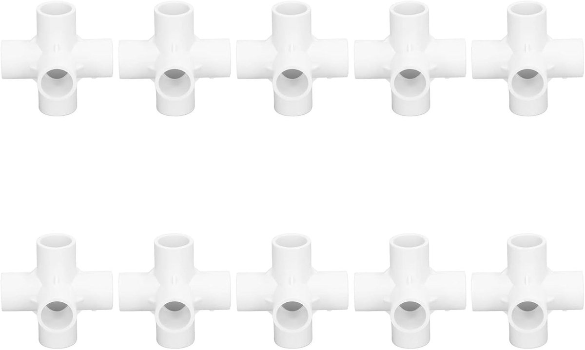SnelShoppen - PVC Buiskoppelingen 6-Weg Elleboog Fitting Plastic Buiskoppelaars met 20mm Binnen Diameter voor Bouwstructuren, Tuinomheiningen, Honden