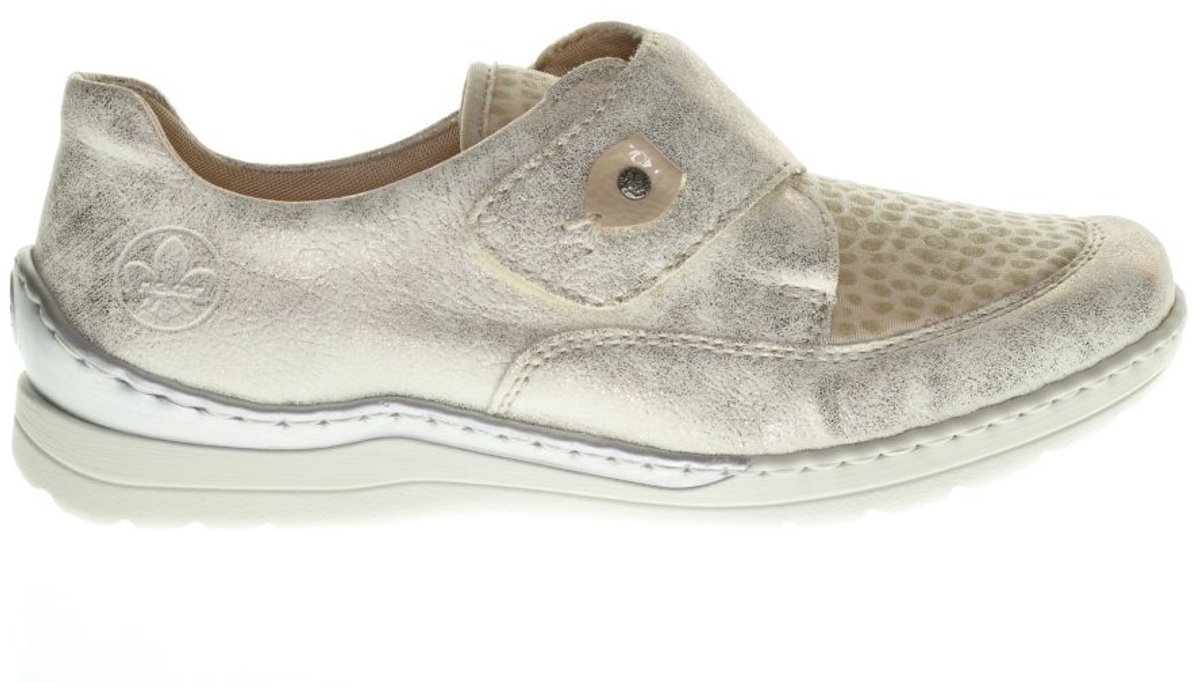 Rieker Beige Damesschoen Met Velcro Lycra Moeiljke Voeten maat 42