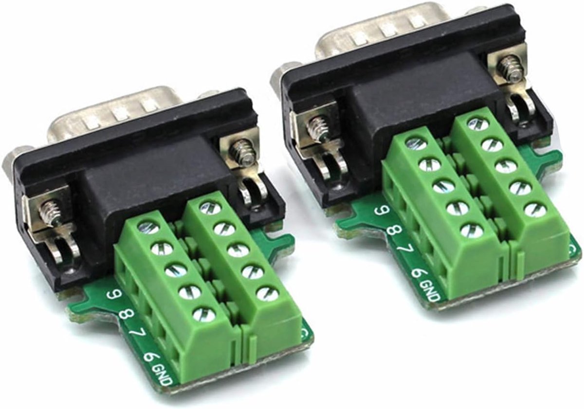 SnelShoppen - DB9 Terminalblokadapter 9-Pins RS232 Standaard Mannelijke Connector naar 3-Positie Terminal Connector, Milieuvriendelijk, Stabiele Signa