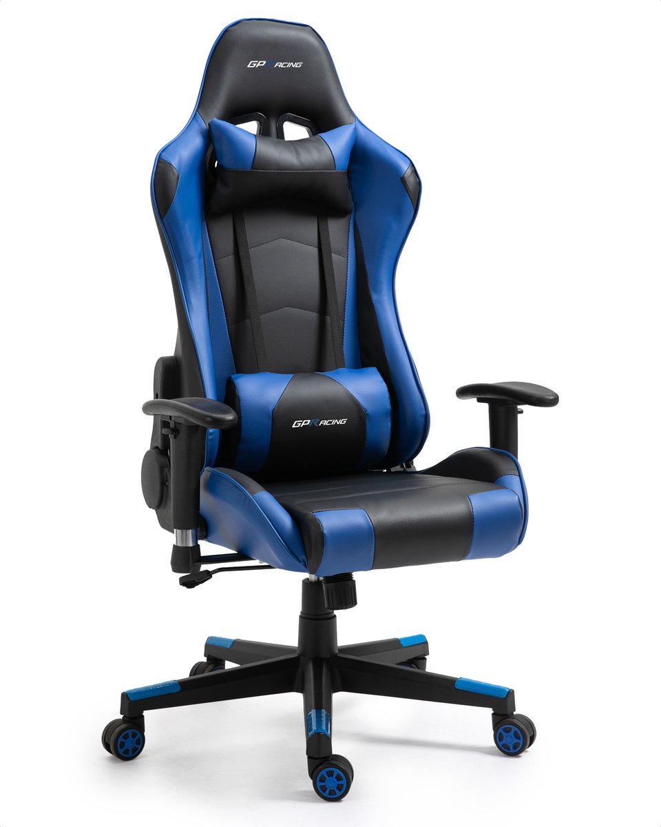 GPRacing Pro - Game Stoel - Gaming Stoel - Ergonomische Bureaustoel - Gamestoel - Verstelbaar - Gaming Chair - Zwart / Blauw