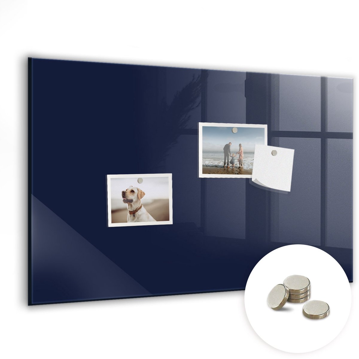 Coloray Glazen Magneetbord - Magnetisch Bord Kleur: donker marineblauw - 60x40 cm - Donker marineblauw Magneetbord - Magnetic Board - Bureau Decoratie