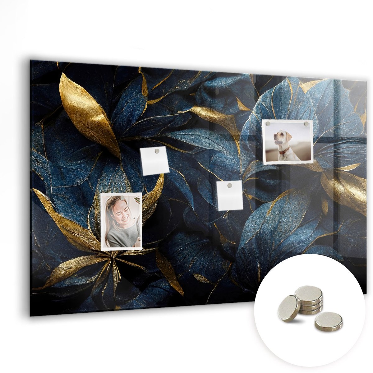 Coloray Glazen Magneetbord - Magnetisch Bord Waterval tussen het mos - 90x60 cm - Zwart Magneetbord - Magnetic Board - Woonkamer Decoratie