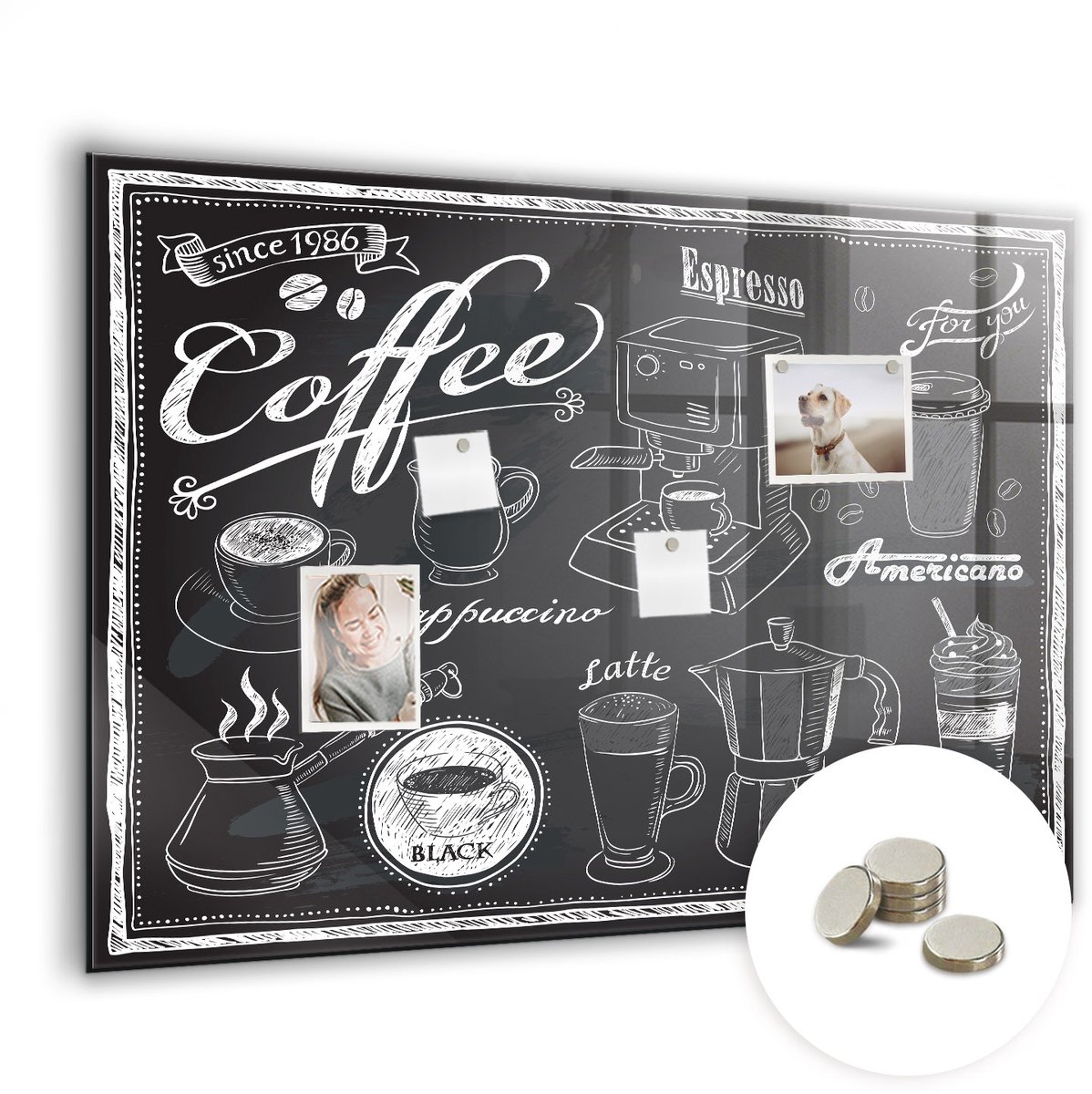 Coloray Glazen Magneetbord - Magnetisch Bord Iedereen heeft een verhaal. - 100x70 cm - Zwart-wit Magneetbord - Magnetic Board - Woonkamer Decoratie