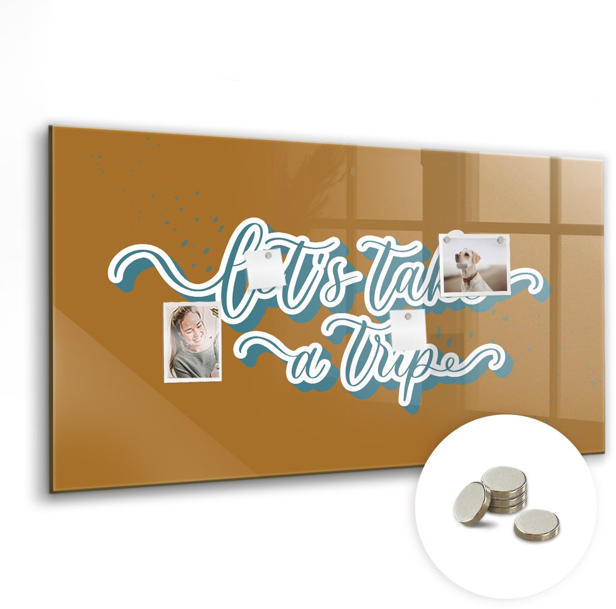 Coloray Glazen Magneetbord - Magnetisch Bord Waterval tussen het mos - 120x60 cm - Veelkleurig Magneetbord - Magnetic Board - Woonkamer Decoratie