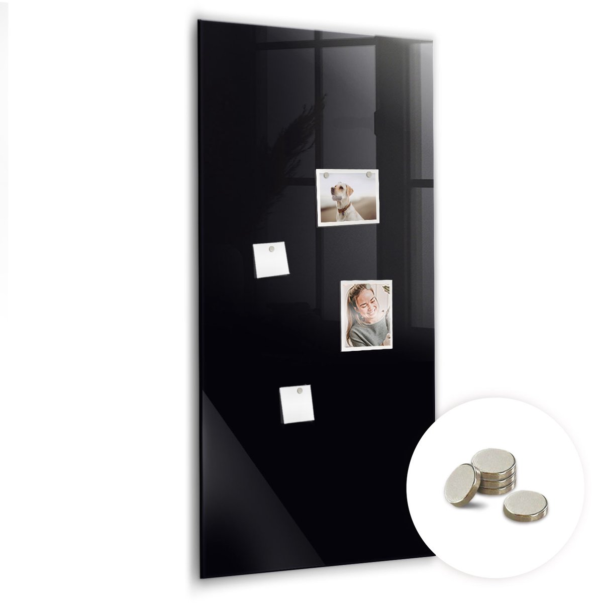 Coloray Glazen Magneetbord - Magnetisch Bord Beige kleur - 60x120 cm - Zwart Magneetbord - Magnetic Board - Woonkamer Decoratie
