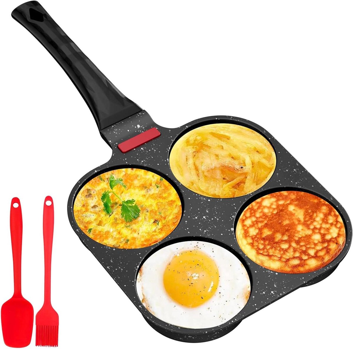 Pannenkoekenpan met gaten - Omeletpan bakplaat - Ontbijt maken - Vierkante bakvorm - Niet gespecificeerd - Zwart