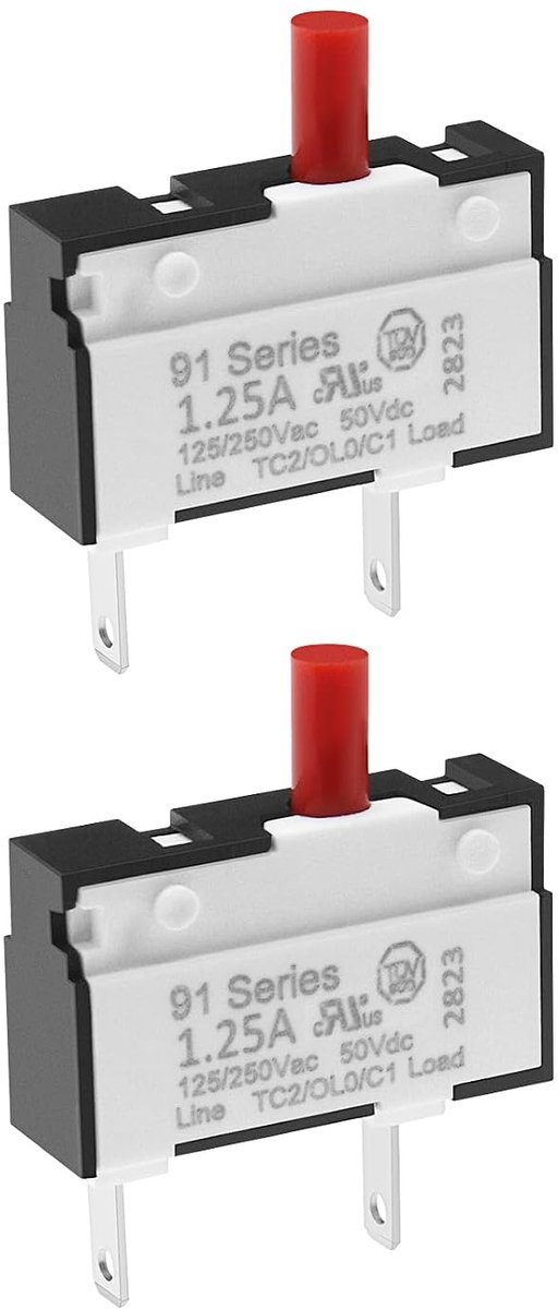 SnelShoppen - 2 Stuks Circuit Overload Bescherming Schakelaar Handmatige Reset Schakelaar Duw-op-Reset Thermische Circuitonderbreker 1.25A 125/250V Ge