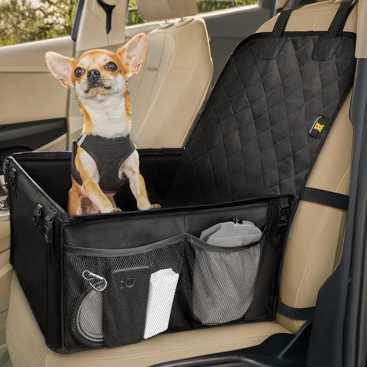 Honden Autostoel - Reismand Auto - Veilig Reizen - Versterkte Wanden - Standaard Maat - Zwart