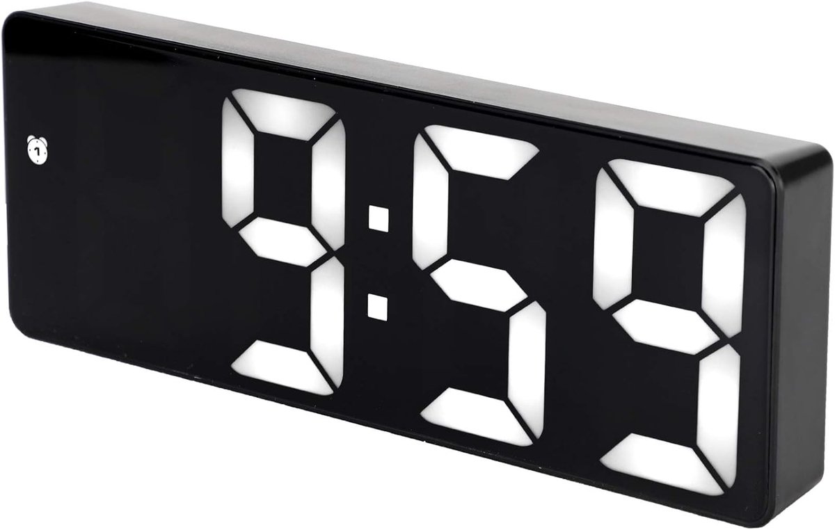 Digitale klok grote display - LED spiegel alarmklok - oplaadbaar via USB - perfecte tijdweergave voor je nachtkastje - SnelShoppen