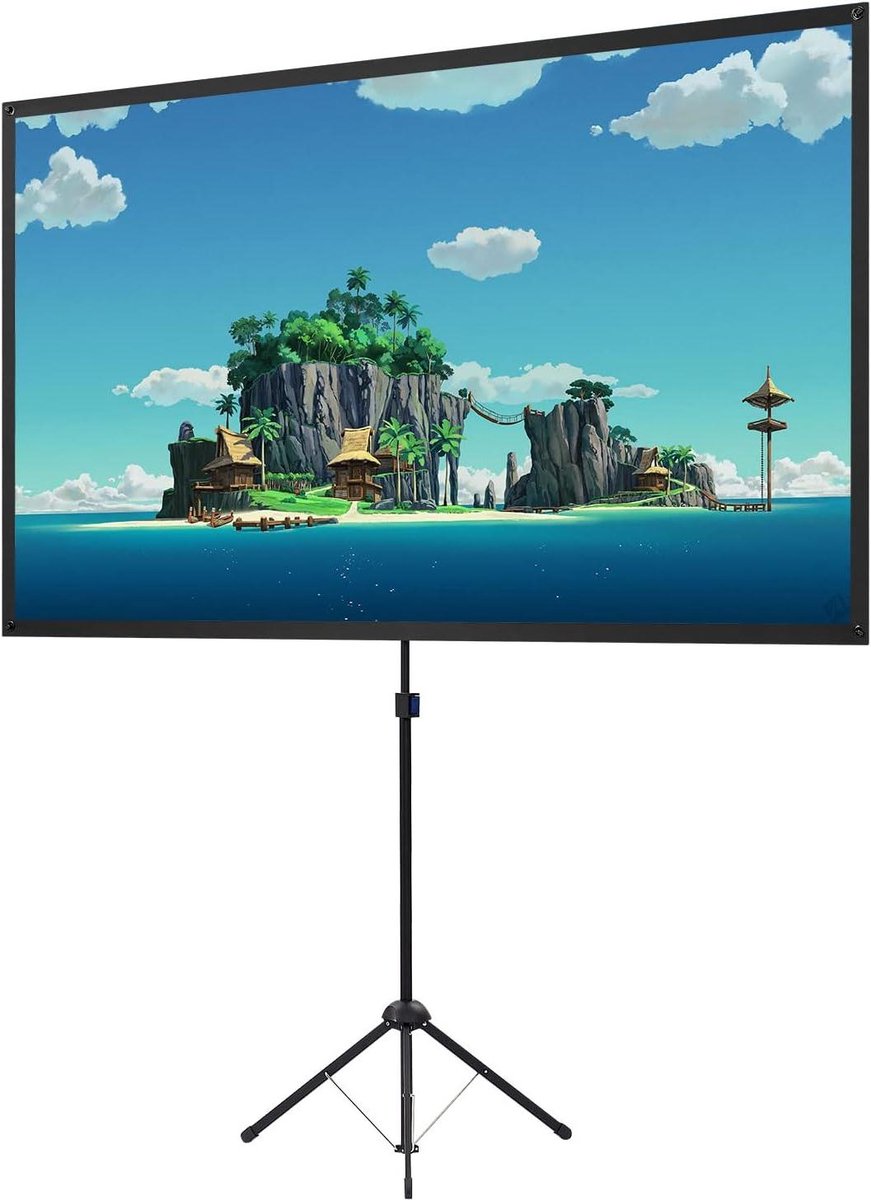 Projectiescherm met standaard - Draagbaar scherm - Thuisbioscoop creëren - Snelle montage - 100 inch 16:9 - Wit