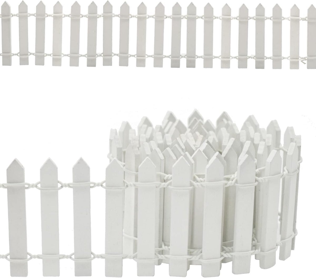 SnelShoppen - Miniatuurtuinhek Houten Flexibel Miniatuurhekje Tuindecoratie Witte Fence Barrière 100x5cm voor Tuin, Feest en Creatieve DIY