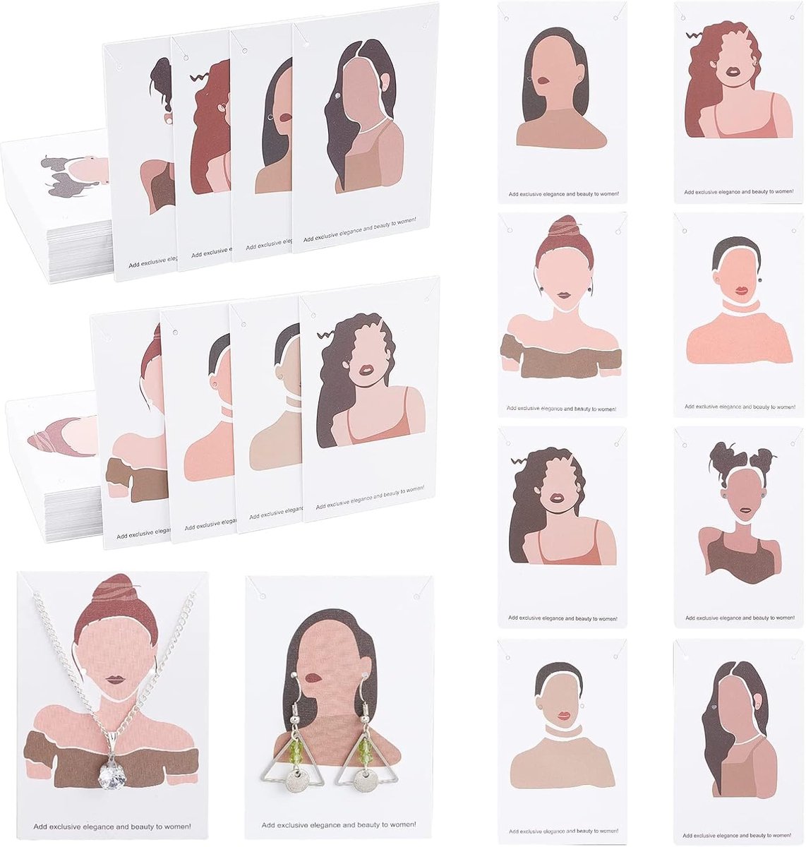 SnelShoppen - 100 Stuks Earring Holder Cards voor Oorbellen en Kettingen - Handgemaakte Sieraden Displaykaarten met 8 Stijlen - Duurzaam Karton voor F