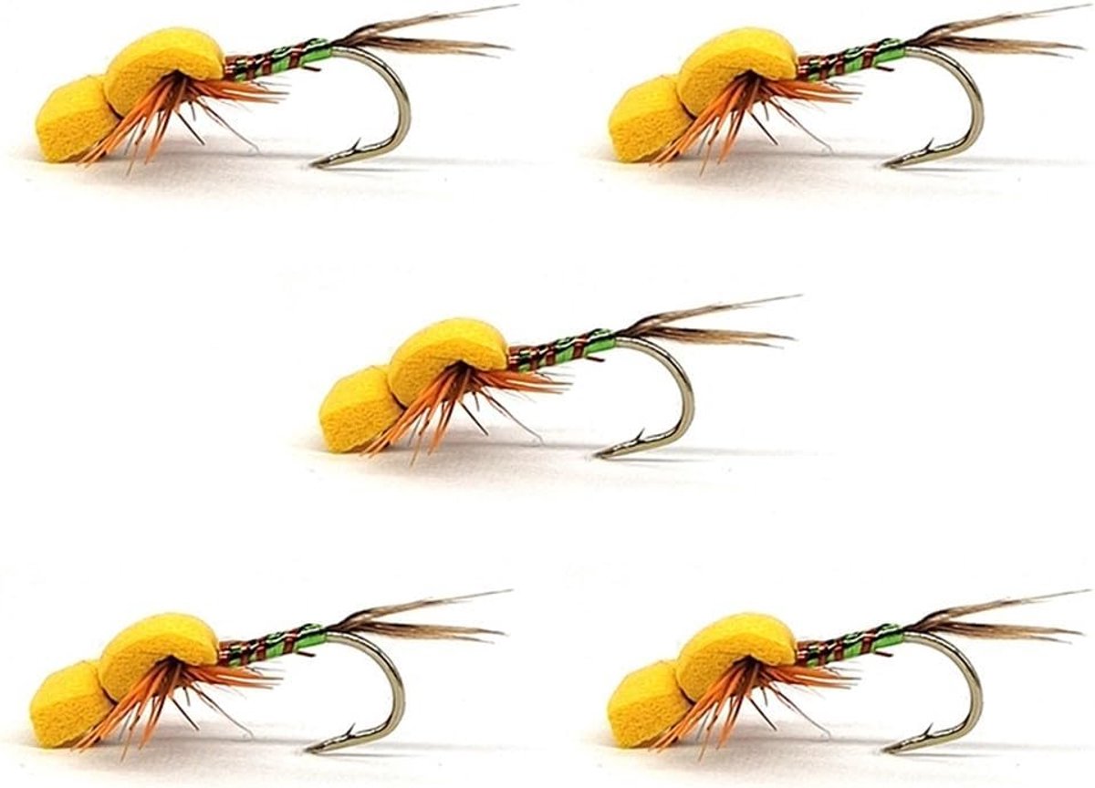 SnelShoppen - Vliegvissen Loodjes Set, 5x Vliegvissen Aas Drijvende Droge Vlieg Damsel Lood voor Forel, Zalm, Baars, Meerval, Hoogwaardige Materialen