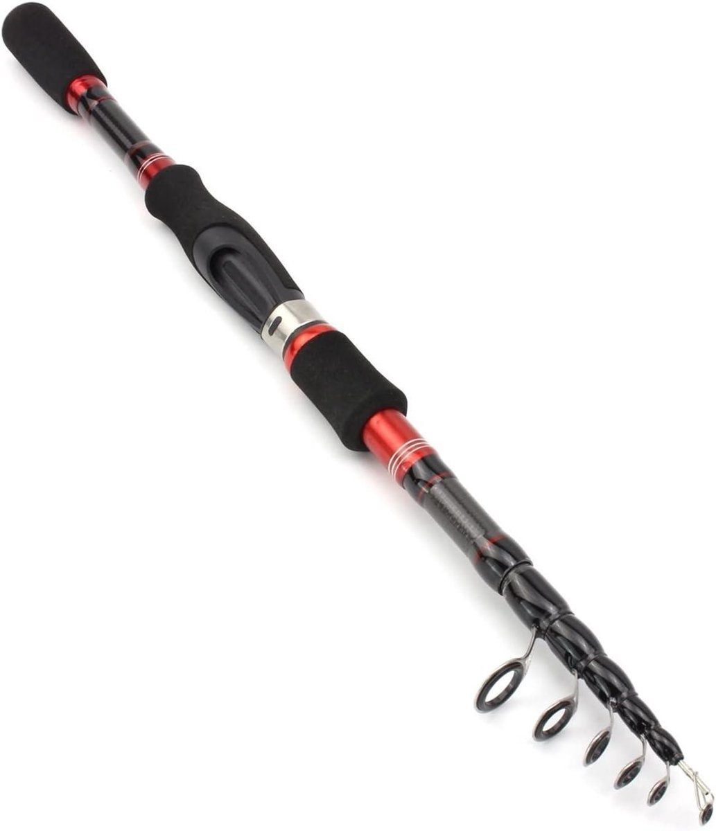 Telescopische Vishengel - Reishengel Hengel - Vissen op Zee - Hoge Dichtheid Carbon Fiber - 1.8 meter - Rood
