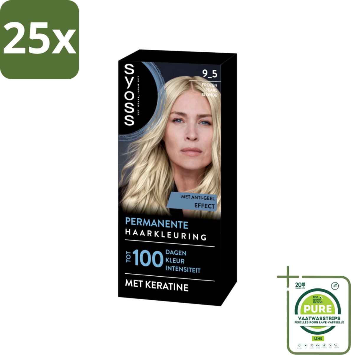 25 x SYOSS - Coloration 9-5 Frozen Pearl Blonde - Haarverf - Grijsdekking - Vermindert Haarbreuk - Grootverpakking - Permanente Haarkleuring - Haarkleur - Grijsdekking - Keratine - Blond